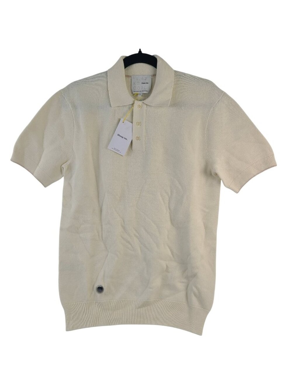 NEW Sheep Inc. Mens Pique Polo Shirt Raw White 100% Ultra-Fine Merino Wool Sz M